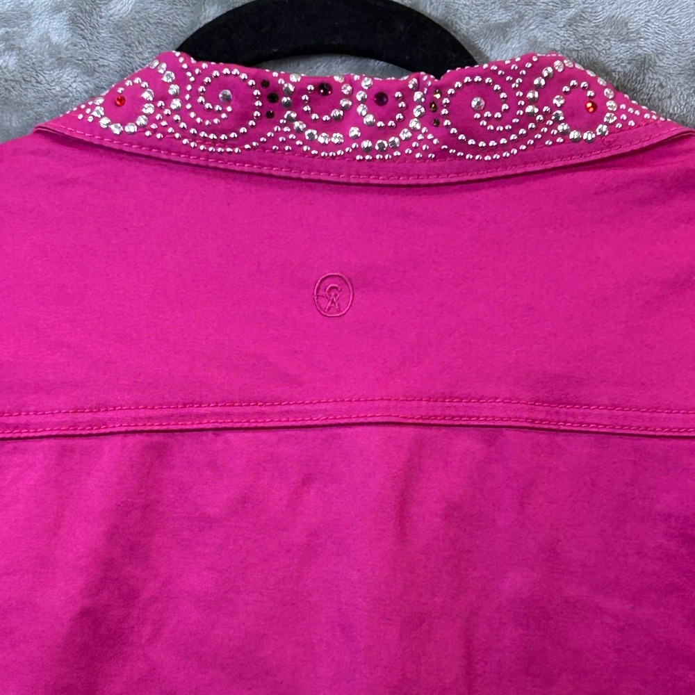 Christine Alexander Fuchsia Swarovski Crystal Embellished Denim Jacket XXL New - Picture 6 of 13